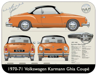 VW Karmann Ghia Coupe 1970-71 Place Mat, Medium